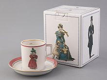 Чашка с блюдцем чайная 220 мл форма Гербовая рисунок Modes de Paris 1827 арт. 81.25413.00.1
