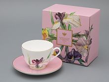 Чашка с блюдцем L’Art des Fleurs в подарочной упаковке, форма Весенняя 2, рисунок Роузи, арт 81.33402.00.1