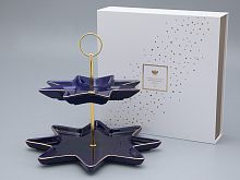 Подарочный набор этажерка 2-х ярусная форма Звезда рисунок Индиго арт. 81.31551.00.1