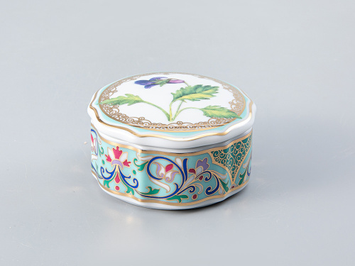 Шкатулка форма Круглая рисунок Фиалка арт. 80.99045.00.1