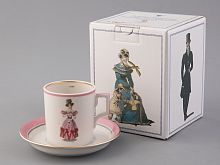 Чашка с блюдцем чайная 220 мл форма Гербовая рисунок Modes de Paris 1828 арт. 81.25414.00.1
