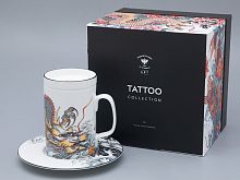 Бокал с крышкой и блюдцем в подарочной упаковке, форма top. рисунок TATTOO Dragon арт. 81.31627.00.1